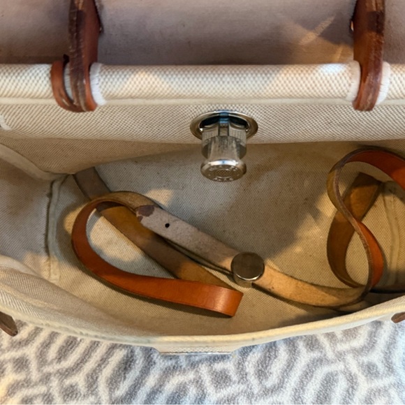 Hermes Herbag Backpack 2 Bags in 1 Beige Canvas and Leather - Picture 3 of 15